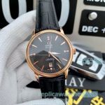Clone Omega De Ville SS Black Dial Rose Gold Bezel Watch 42mm